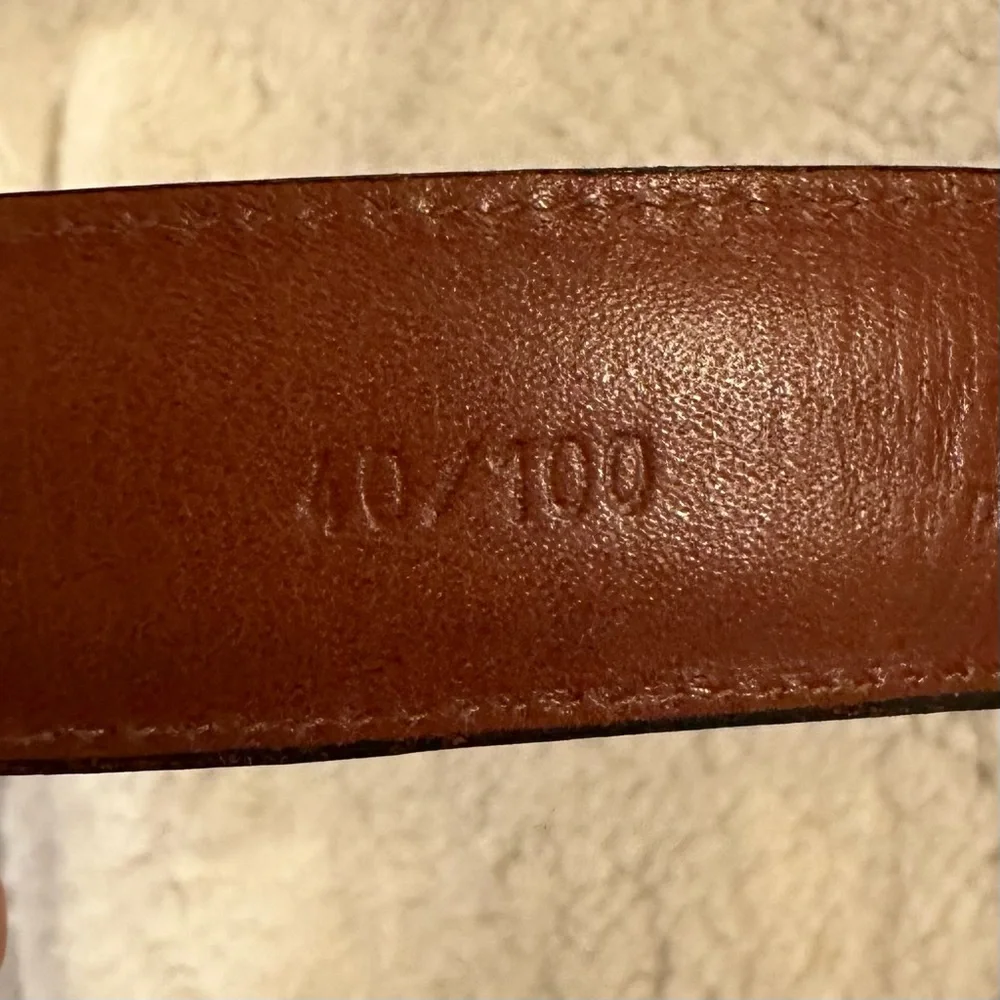 Black Genuine Leather Dress Belt with Gold Buckle Men’s Size 40